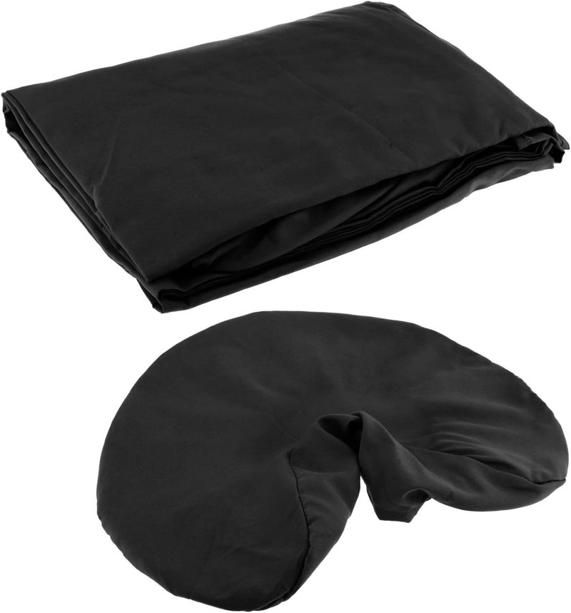 predolo 3X Massage Table Sheet Set Face Rest Cover,Washable, Spa Bed Cover Flat Sheet for Massage Table Beauty SPA, Black - Image 1