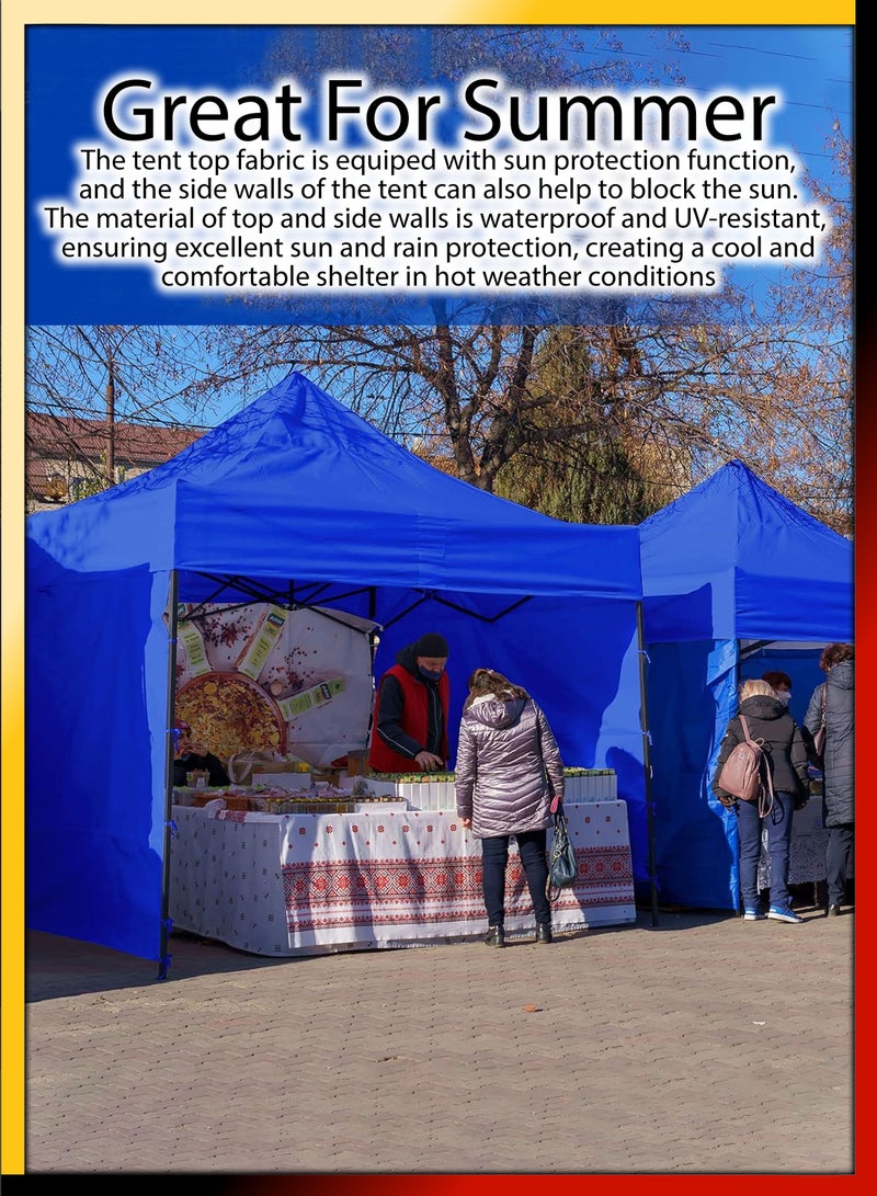 DBLEW خيمة أرضية بإطار فولاذي 3x3 متر للفعاليات الخارجية والحفلات والأسواق والمعارض والشواطئ والنزهات والتخييم والتموين والإعلانات والحدائق والبرجولات والمظلات مقاومة للماء ومحمية من الأشعة فوق البنفسجية. - Image 2