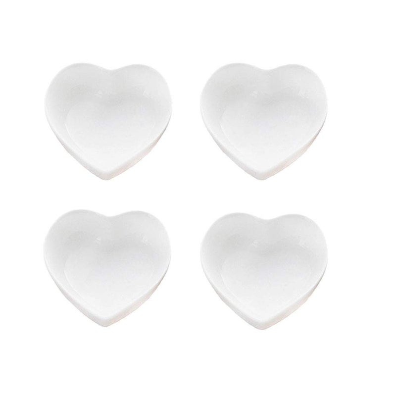 XinHuiGY XinHuiGY Ceramic Heart Shape Sauce DishMultipurpose Mini Seasoning Dishes Sushi Dipping Bowl Appetizer Plates Serving Dish Saucers Bowl Love Wedding Gift Set of 4 White 