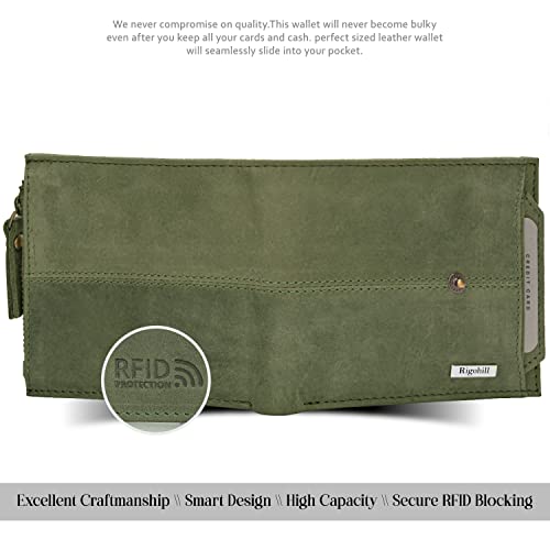 RIGOHILL Dogar Leather Green Wallet for Men with Keyring & Pen Combo Gift Set | RFID Protected Genuine Leather Wallet | Velentine's Day Gift Hamper - Image 3