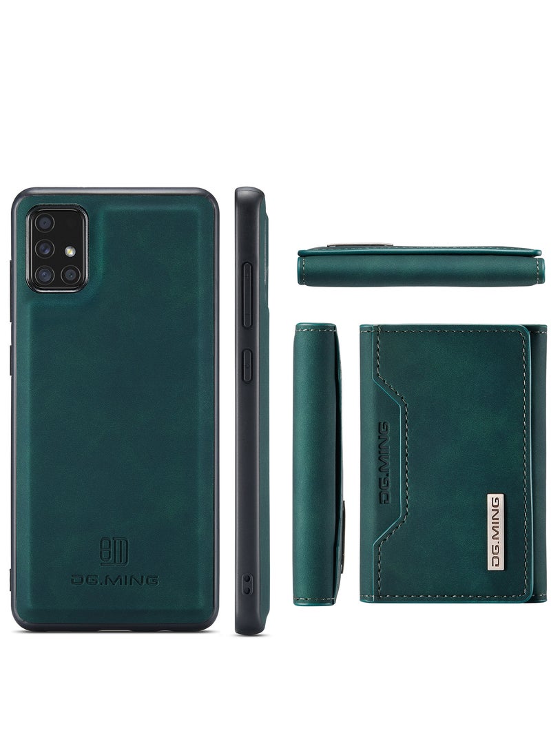 DGMING - CaseMe Wallet Case for Samsung Galaxy A71 DGMING Premium Leather Phone Case Back Cover Magnetic Detachable with Trifold Wallet Card Holder Pocket - Green - Image 1
