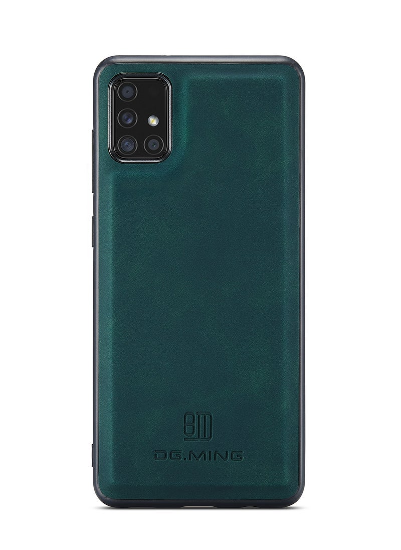 DGMING - CaseMe Wallet Case for Samsung Galaxy A71 DGMING Premium Leather Phone Case Back Cover Magnetic Detachable with Trifold Wallet Card Holder Pocket - Green - Image 1