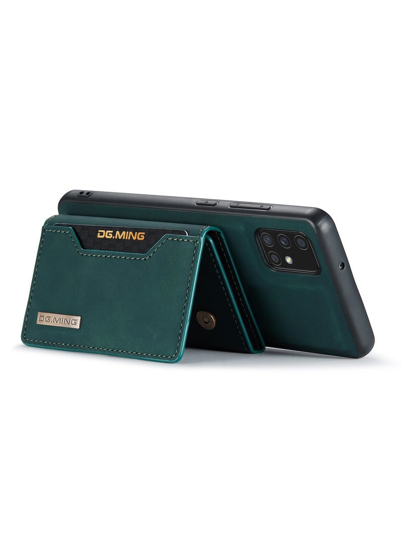 DGMING - CaseMe Wallet Case for Samsung Galaxy A71 DGMING Premium Leather Phone Case Back Cover Magnetic Detachable with Trifold Wallet Card Holder Pocket - Green - Image 1