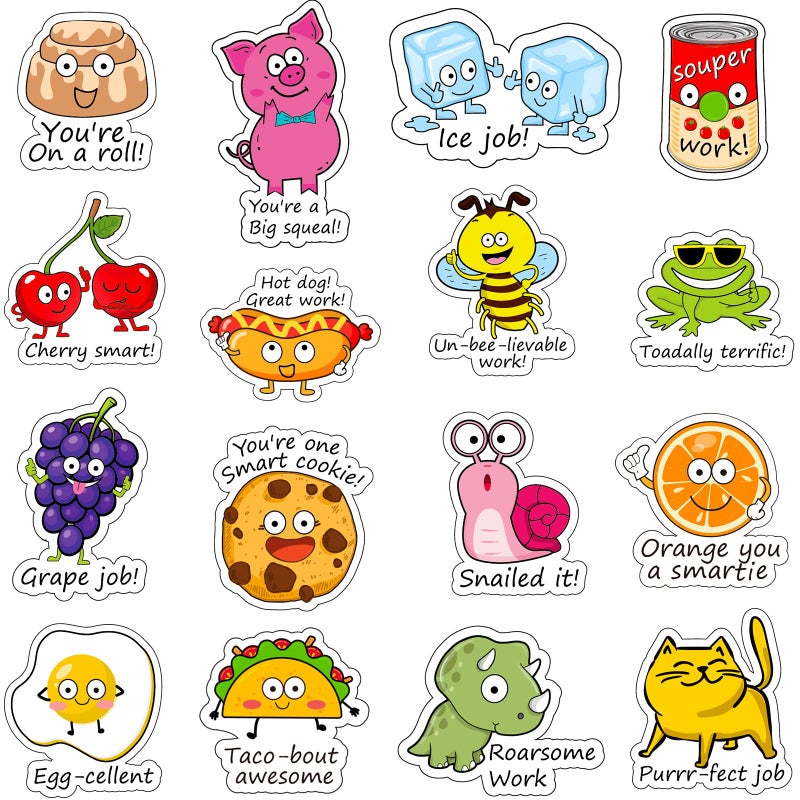 Clabby 400 Pieces Punny Teacher Stickers for Student, Motivational Reward Stickers for Kids Classroom, Teacher Must Haves, Positive Encouragement Sticker, Back to School Supplies Essentials - Image 1
