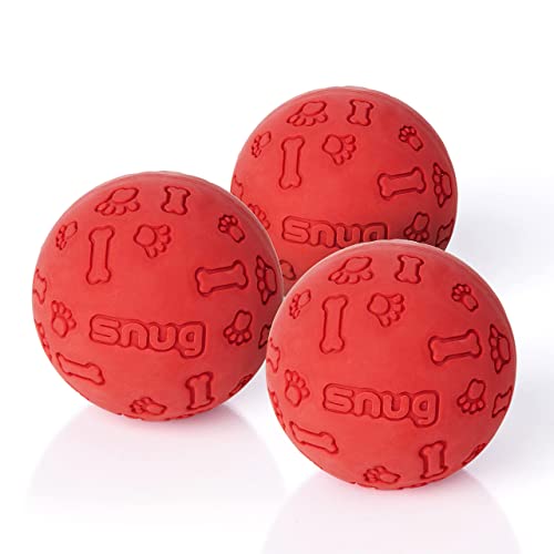 Snug Rubber Dog Balls for Small and Medium Dogs Tennis Ball Size Virtually Indestructible 3 Pack Red - Image 1