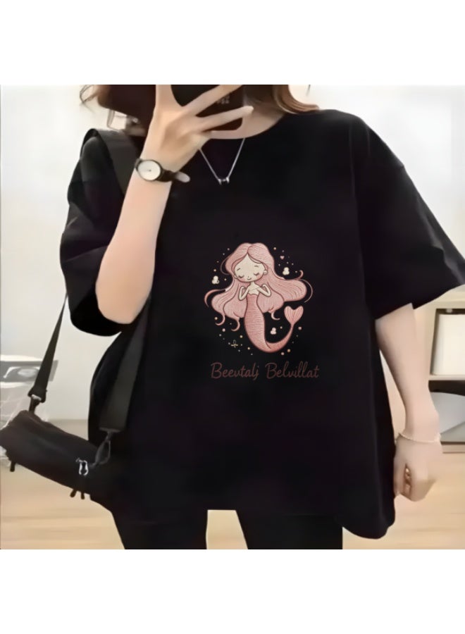 Women's Fashion Pure Cotton Breathable Printed T-Shirt, Loose Fit - Image 2