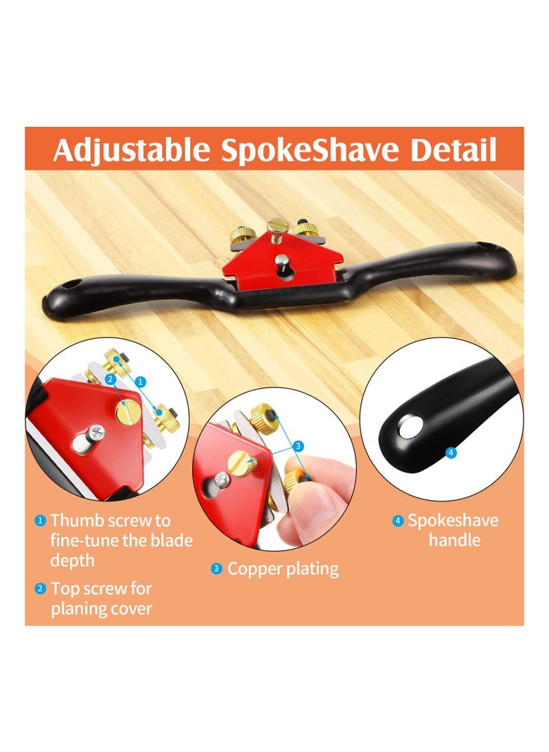 Y&D - Adjustable Woodworking Spokeshave Set, SYOSI 1 Piece with Flat Base and 4 Pieces Metal Blade, Wood Working Hand Tool Nice for Craft, Carver (9 Inch) - Image 1