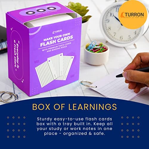 Turron Premium Blank Index Flash Cards | Punched with Binder Rings for Study, Notes & Revision (300, White, 3 x 5 Inch, 2-Side Ruled) - Image 5
