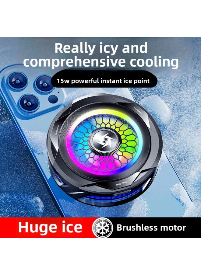 Generic Semiconductor Mobile Phone Radiator SL25 Magnetic Suction Back Clip Icing Cooling Artifact E-sports Chicken Game Refrigeration-Color:Sl25 [ice Style] Knight Black  - Image 3