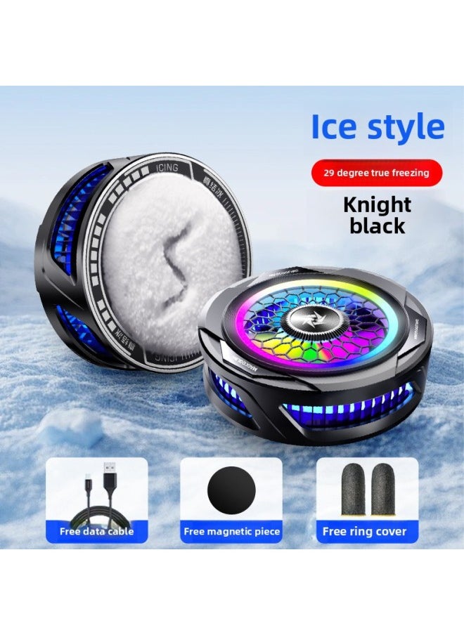 Generic Semiconductor Mobile Phone Radiator SL25 Magnetic Suction Back Clip Icing Cooling Artifact E-sports Chicken Game Refrigeration-Color:Sl25 [ice Style] Knight Black  - Image 1
