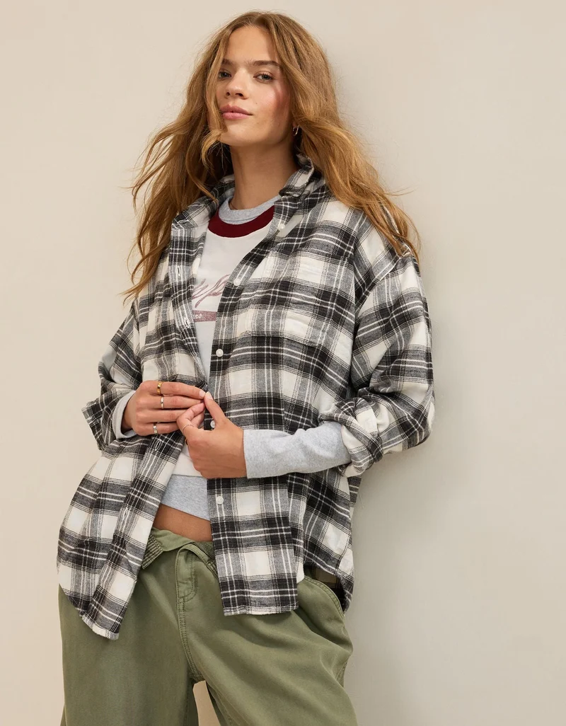 Aerie  Aerie Anytime Fave Flannel Button Down Shirt for Women | Best Price UAE