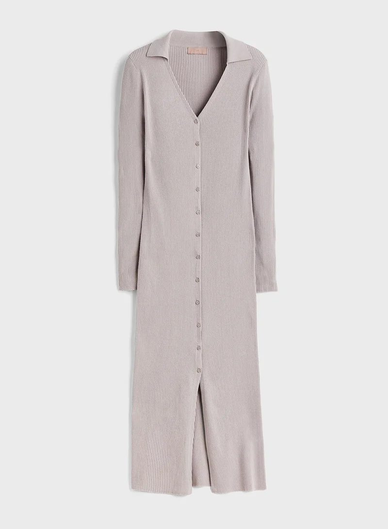 H&M Ribbed Button-Front Dress