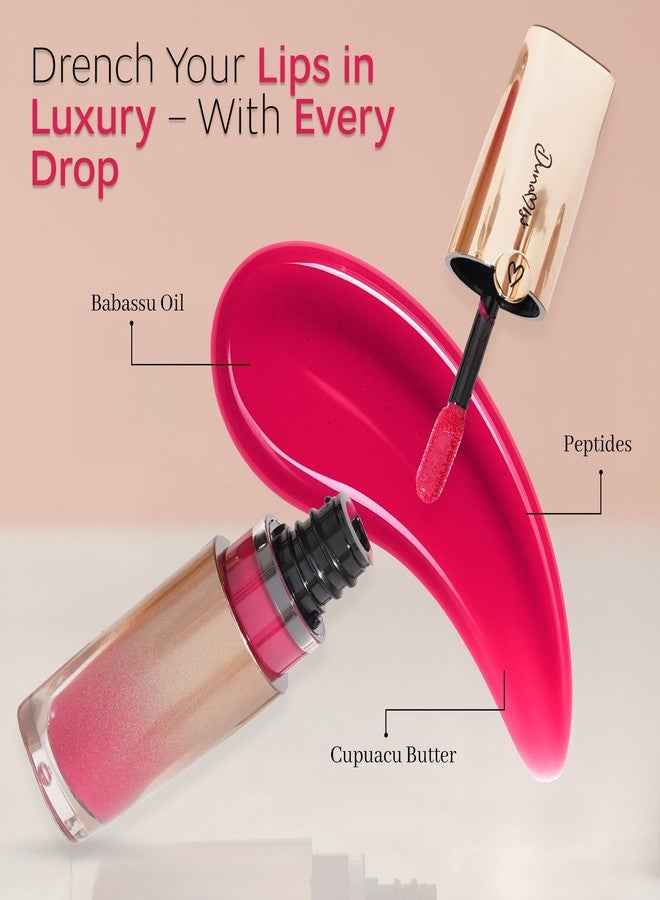 Dunamiss Pink Tinted Lip Oil for Women | Vegan Hydrating Pink Lip Gloss with Peptides | Non-Sticky, Long-Lasting Liquid Lipstick Gloss | Cruelty-Free Glossy Lip Care | 3.8 ml-Rosita PinkParadise - Image 3