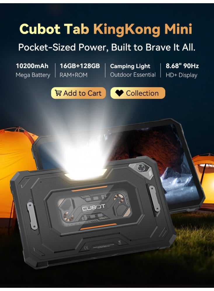 Cubot Tab Kingkong Mini Rugged Tablet 8.68 inch HD+ Android 15 Tablet 6GB RAM +128GB ROM IP68/IP69K Waterproof Tablet With 48MP+16MP Camera Dual SIM 4G Tablet -Black - Image 2