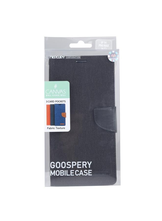 GOOSPERY Case For iPhone 14 Pro CANVAS DIARY Canvas Texture Flip Leather Phone Case  - Image 4