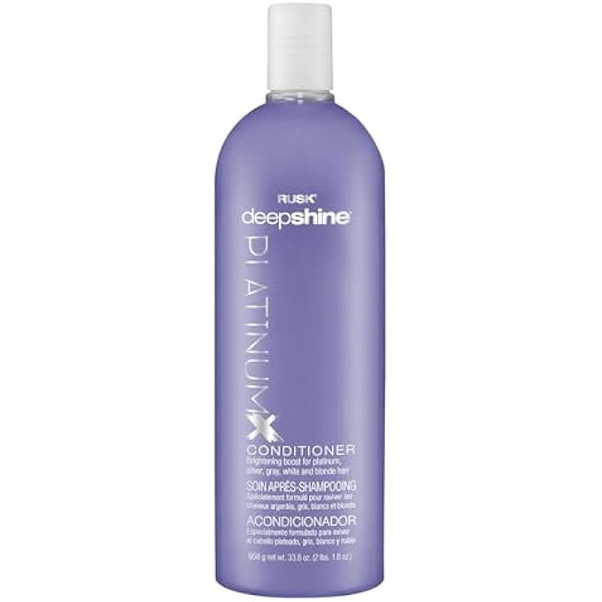Rusk DEEPSHINE PLATINUMX CONDITIONER, ELIMINATES BRASSINESS, BRIGHTENING BOOST FOR PLATINUM, SILVER, GRAY, WHITE, AND BLONDE HAIR, 33.8 OZ - Image 1