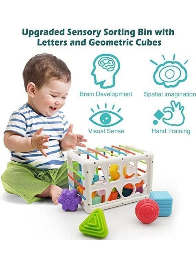 WireScorts Baby Shape Sorting Toy, Montessori Sensory Toys with Blocks Colorful Cube and Alphabets, Shape Sorting Toy with Elastic Bands Fine Motor Skill Toy, Preschool Learning Toys - Image 3