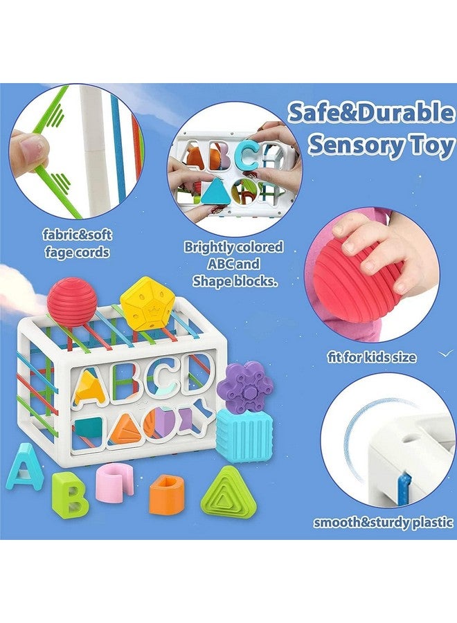 WireScorts Baby Shape Sorting Toy, Montessori Sensory Toys with Blocks Colorful Cube and Alphabets, Shape Sorting Toy with Elastic Bands Fine Motor Skill Toy, Preschool Learning Toys - Image 2
