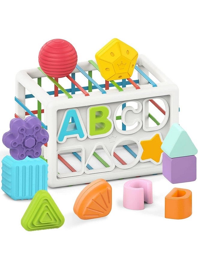 WireScorts Baby Shape Sorting Toy, Montessori Sensory Toys with Blocks Colorful Cube and Alphabets, Shape Sorting Toy with Elastic Bands Fine Motor Skill Toy, Preschool Learning Toys - Image 1