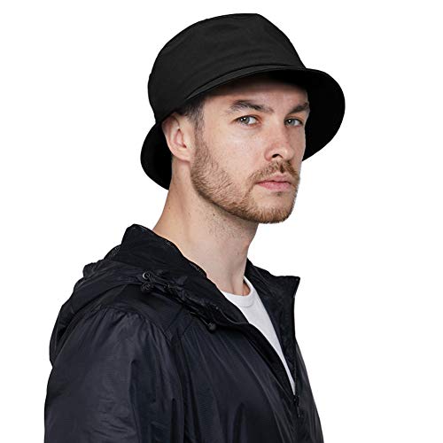 DOCILA Bucket Hat Men Women Waterproof Rain Hats Packable Summer Golf Sun Caps Quick Dry 80s 90s Outfit Costume Accessories A-Black - Image 1