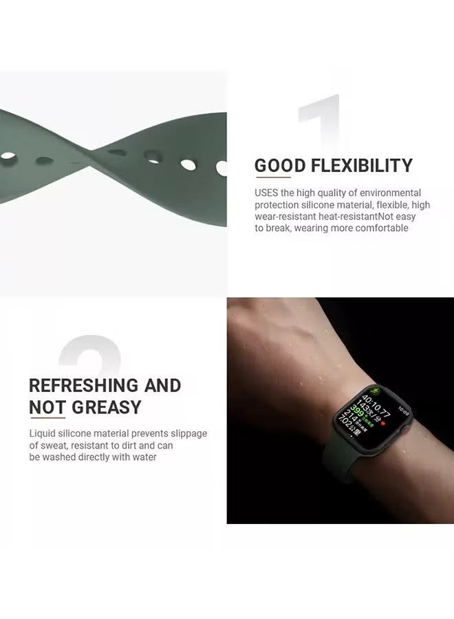 إيف عصابات رياضية من السيليكون الناعم لساعة Apple 42 مم 44 مم 45 مم سوار مقاوم للماء لأساور iWatch Apple Watch Series 7 6 5 4 3 2 1 SE نساء رجال أزرق داكن - Image 4