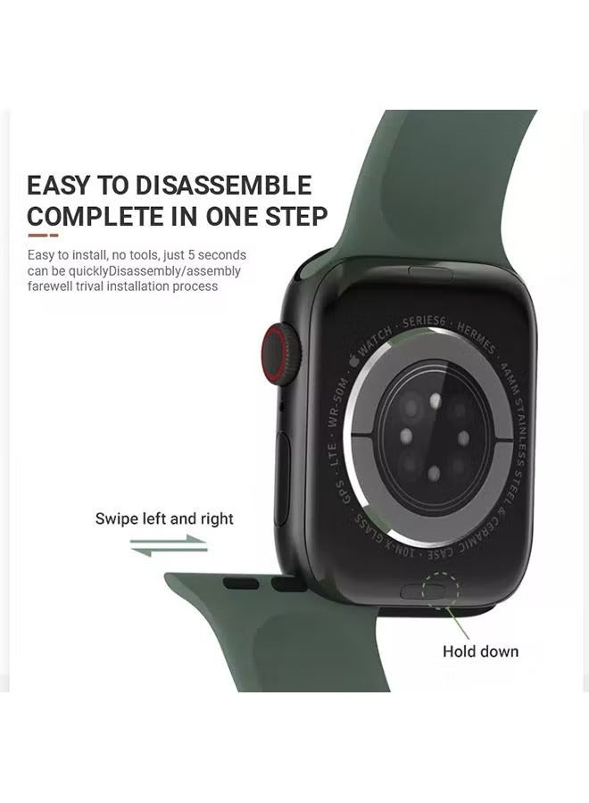 إيف عصابات رياضية من السيليكون الناعم لساعة Apple 42 مم 44 مم 45 مم سوار مقاوم للماء لأساور iWatch Apple Watch Series 7 6 5 4 3 2 1 SE نساء رجال أزرق داكن - Image 3