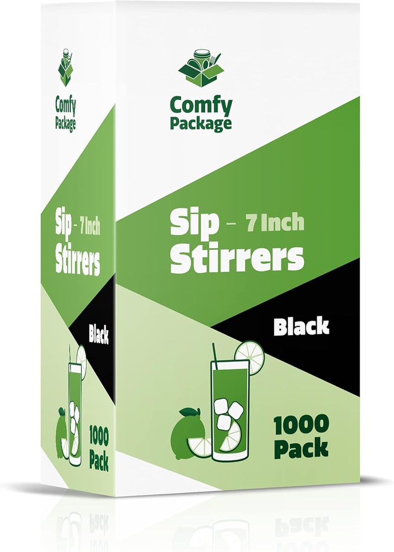 Comfy Package [7 Inch - Case of 10,000] Black Coffee Drink Stirrers & Cocktail Straws - Disposable Plastic Sip Stir Sticks for Hot & Cold Beverages - Image 4