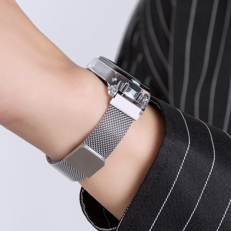erorex For Xiaomi Smart Band 9 / 8 Transparent Pc Case Milanese Magnetic Metal Watch Band(Black) - Image 3