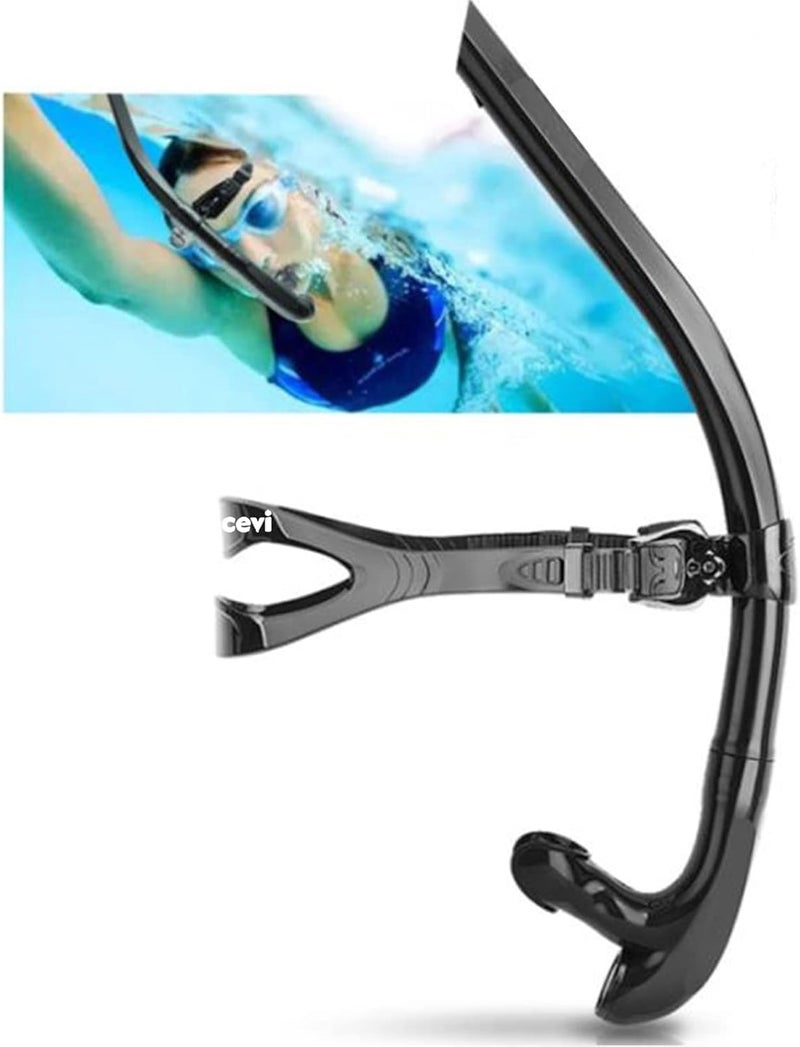 Focevi Swim Snorkel for Lap Swimming,Adult Swimmers Snorkeling Gear for Swimming Snorkel Training in Pool and Open Water,Snorkle Center Mount Silicone Mouthpiece One-Way Purge Valve - Image 1