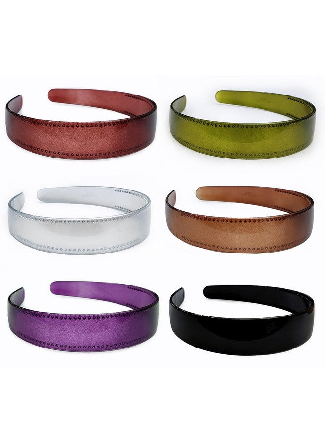 ANNACREATIONS Premium Large Glossy 25Mm Extra Wide Plastic Hairband For Girls & Women (12 Count (Pack Of 1, Multicolor) - Image 1