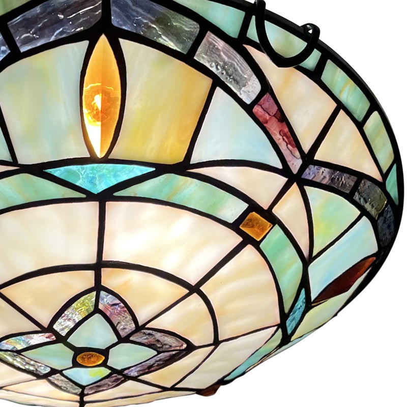 ARTZONE Tiffany Ceiling Lights, Stained Glass Ceiling Light 2-Lights 12 Inch Tiffany Flush Mount Ceiling Light for Bedroom Dining Living Room Entryway Foyer - Image 3