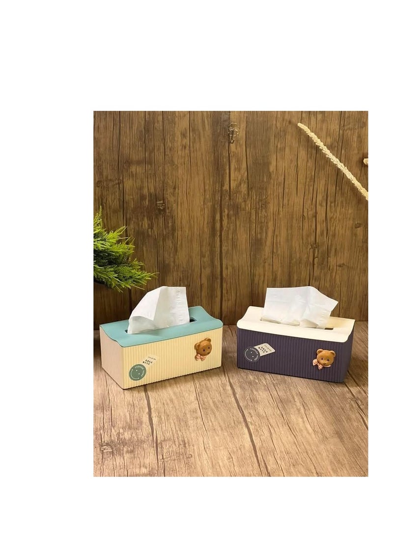 Generic - Stylish and practical tissue box for organizing spaces, providing you with a convenient and excellent way to keep tissues at your fingertips L (Yellow & Blue) - Image 1
