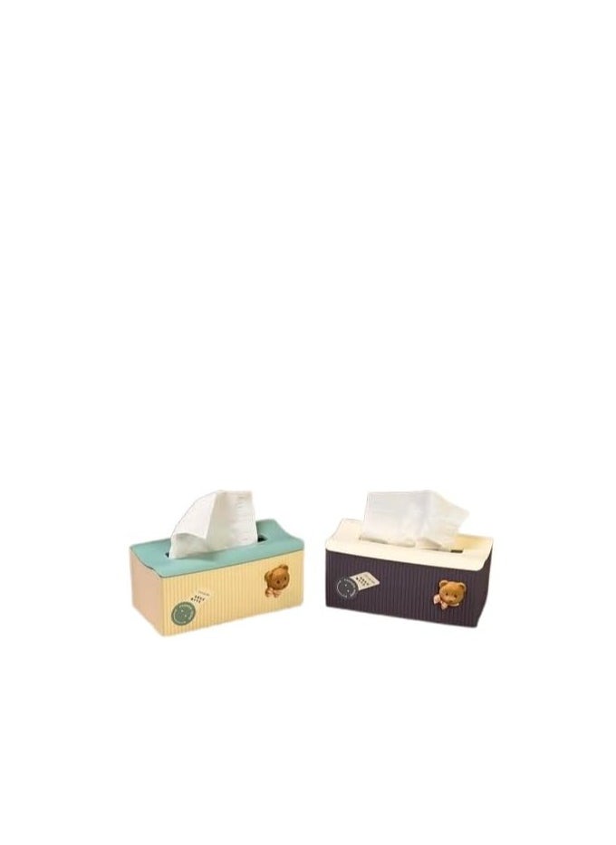 Generic - Stylish and practical tissue box for organizing spaces, providing you with a convenient and excellent way to keep tissues at your fingertips L (Yellow & Blue) - Image 1