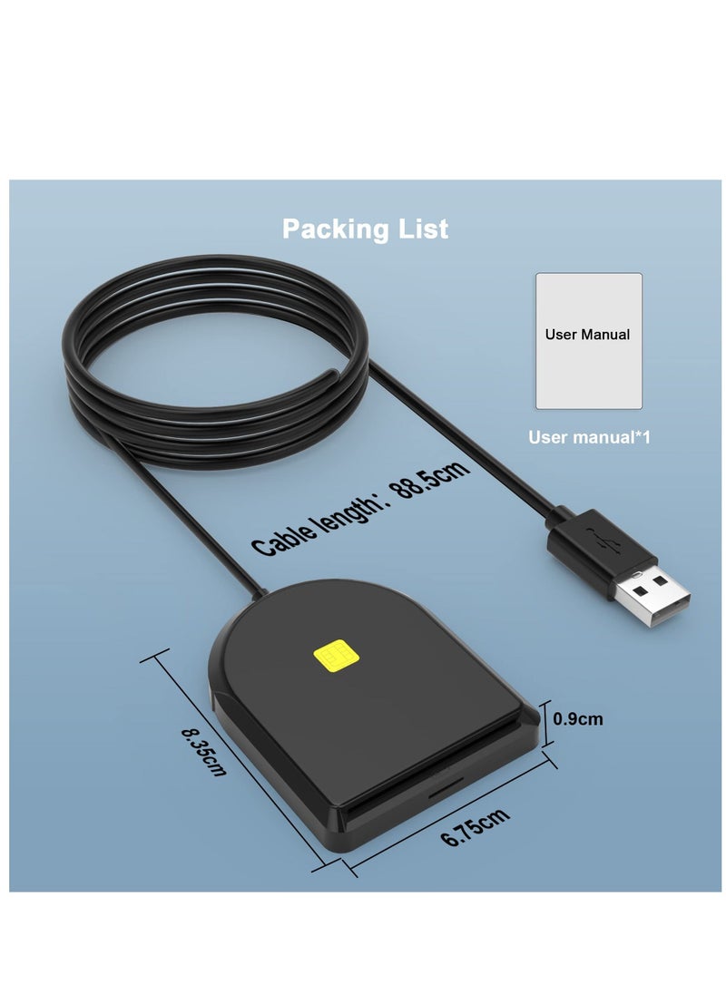 SYOSI - USB SIM Card Reader, ID Card Reader USB Smart Card Reader SIM Card Compatible Smart Card Reader for DOD Military USB Common Access CAC SIM ID IC Bank Health Insurance e-Tax Contact Chip Card Reader - Image 1