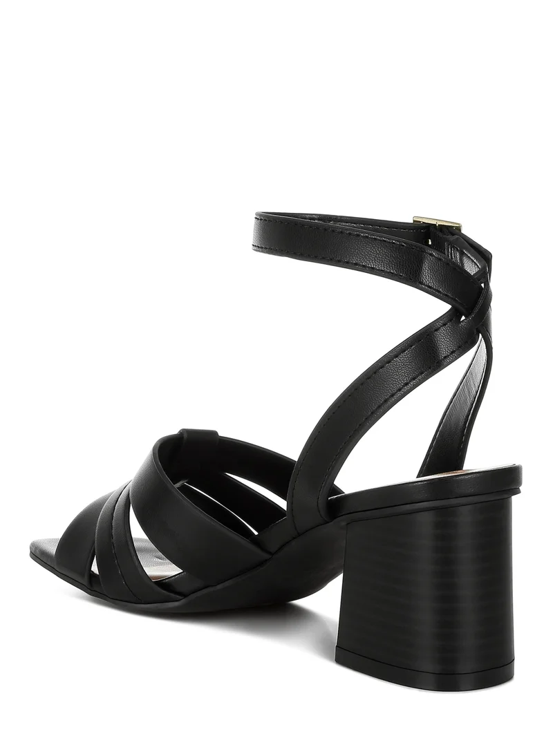 London Rag Pin Buckle Ankle Strap Sandals in Black