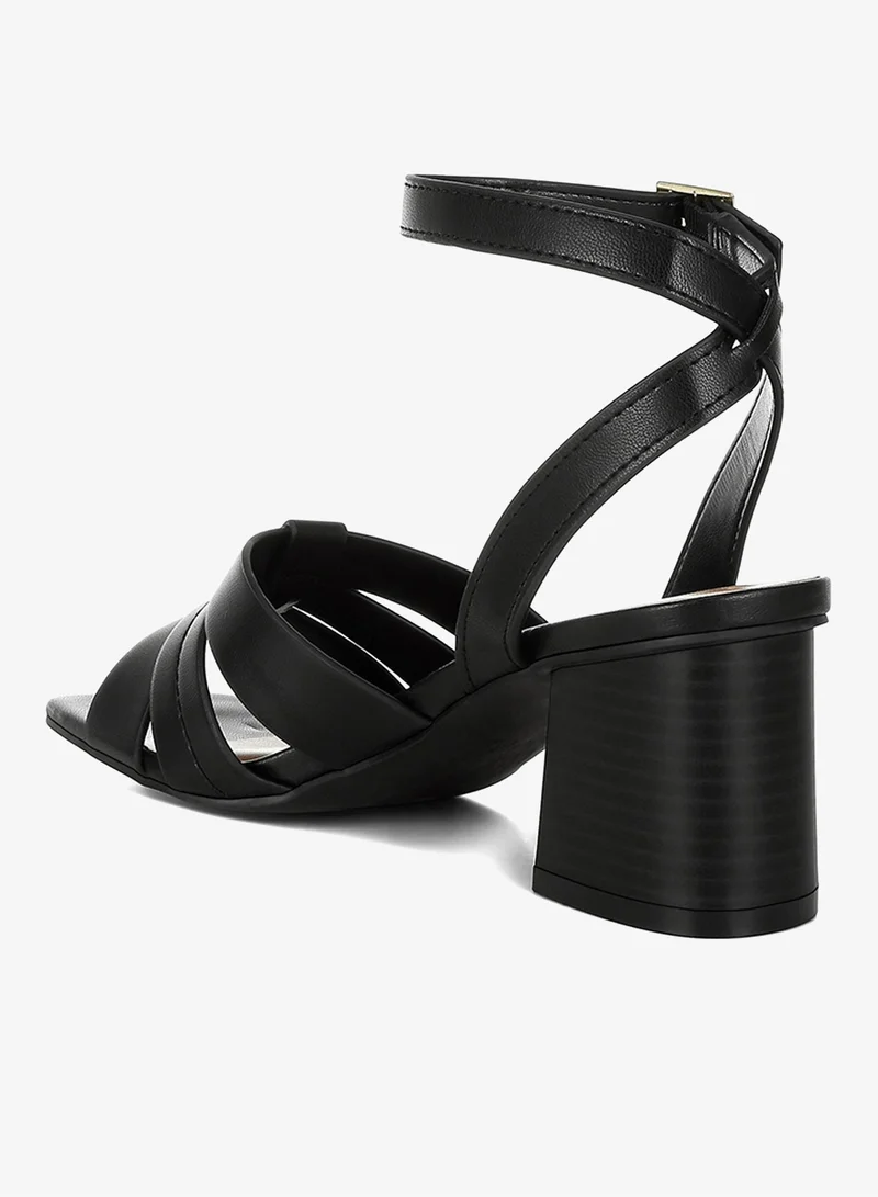 London Rag Black Pin Buckle Ankle Strap Sandals in Black for Women | Best Price UAE