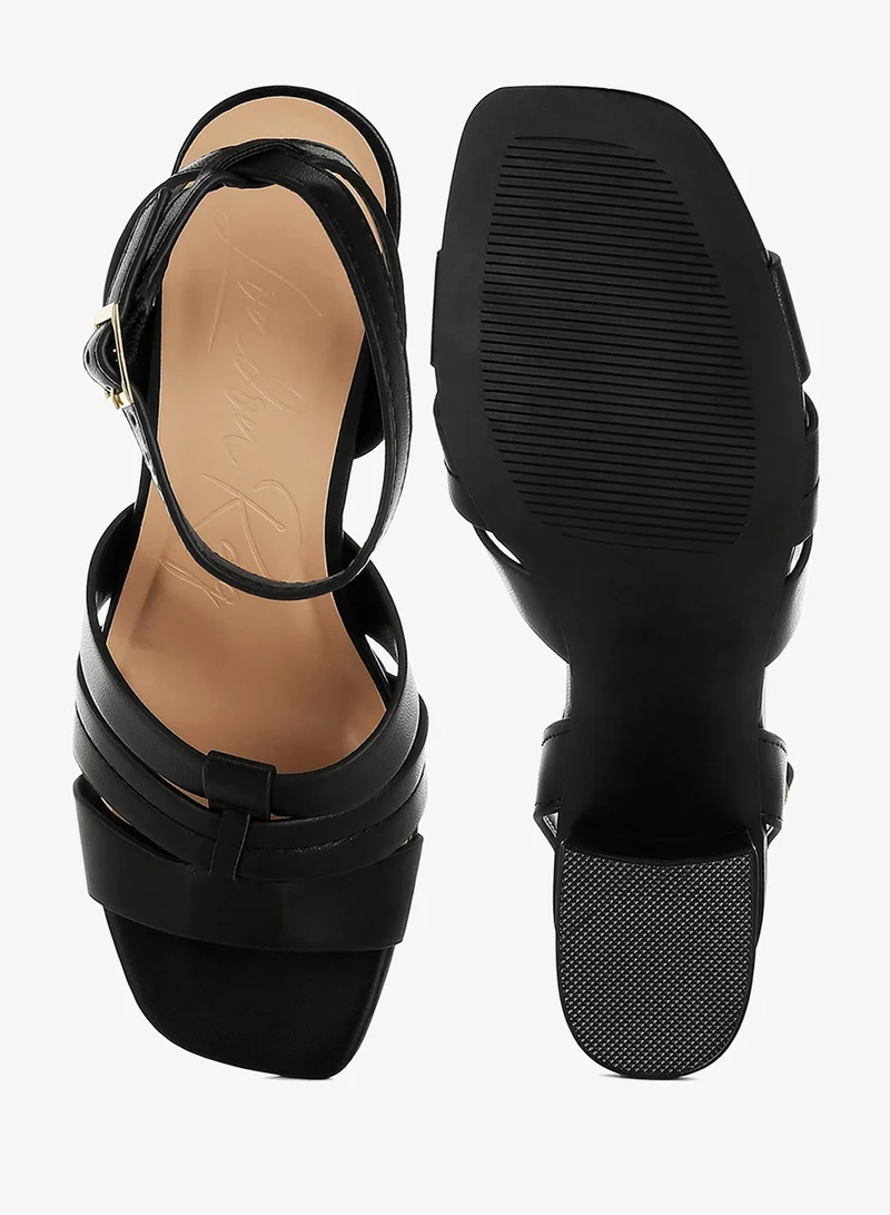 London Rag Black Pin Buckle Ankle Strap Sandals in Black for Women | Best Price UAE