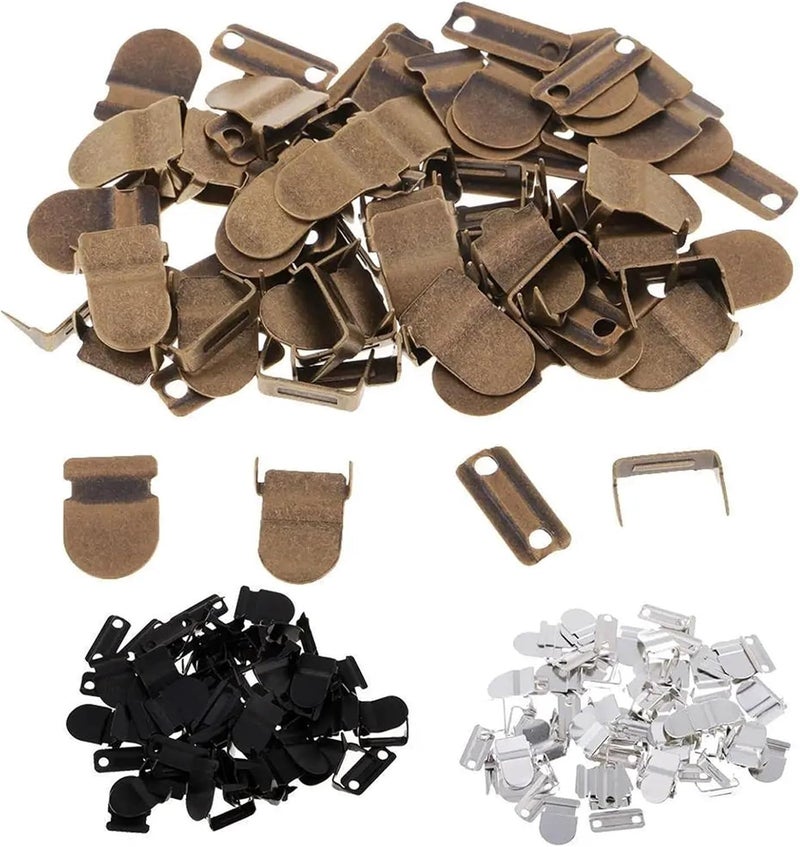 Pant Clips 100pcs Copper Pant Hooks Trousers Skirt Hook & Eye Closure Tailor Clip Fastener Buckle Shorts Waistband Extender(Black) - Image 3