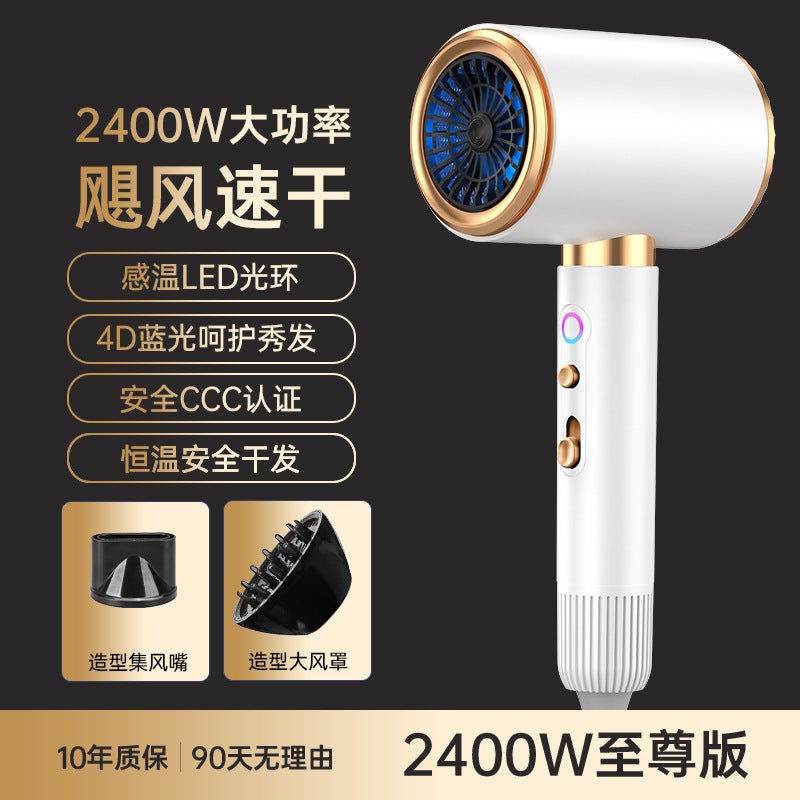 Generic Household Hair Dryer Cross-Border High-Speed High-Power Hair Dryer Hair Salon Hotel Hammer Hair Dryer Douyin Kuaishou Agent Y9/2400w white with air nozzle + large wind cover