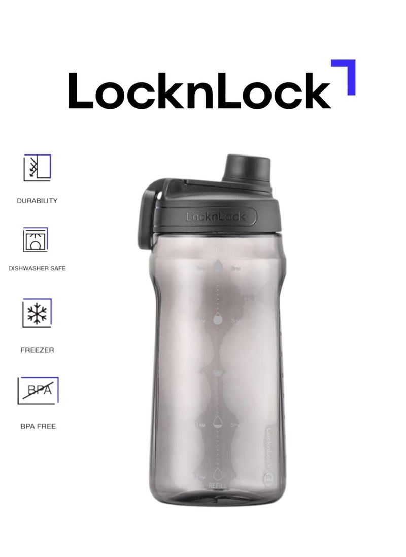 LOCK & LOCK LocknLock Active 1.5L Black Water Bottle - Durable, Easy Grip, Leak-Proof with Hidden Finger Loop  - Image 1