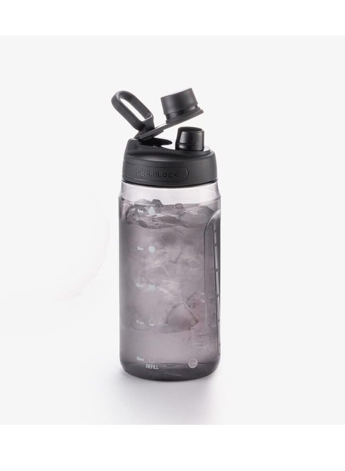 LocknLock Active Water Bottle 1.5L, Black Durable & Leak-Proof, Sports Bottle with Easy Grip & Hidden Finger Loop for Gym, Hiking, Outdoor & Travel Hydration