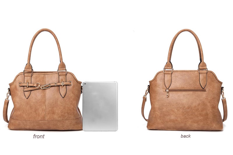 ITSCOSY Women Tote Bag Handbags PU Leather Fashion Hobo Shoulder Bags with Adjustable Shoulder Strap (Apricot-A, Large) - Image 3