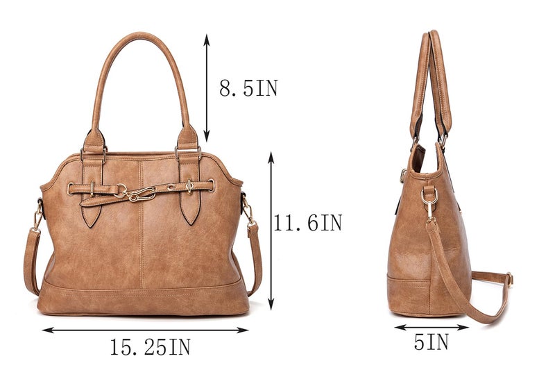 ITSCOSY Women Tote Bag Handbags PU Leather Fashion Hobo Shoulder Bags with Adjustable Shoulder Strap (Apricot-A, Large) - Image 4