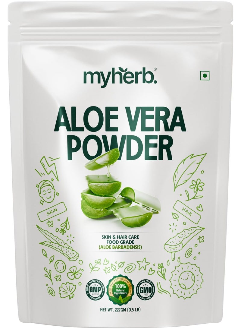 MYHERB 100% Pure Natural Organic Aloevera Powder (Aaloe Barbadensis) || 227 Gm/0.5 Lbs || Natural Skin Moisturizer || Eco Friendly || For Face, Skin,Hair Care & Food Grade -For Man And Women - Image 1