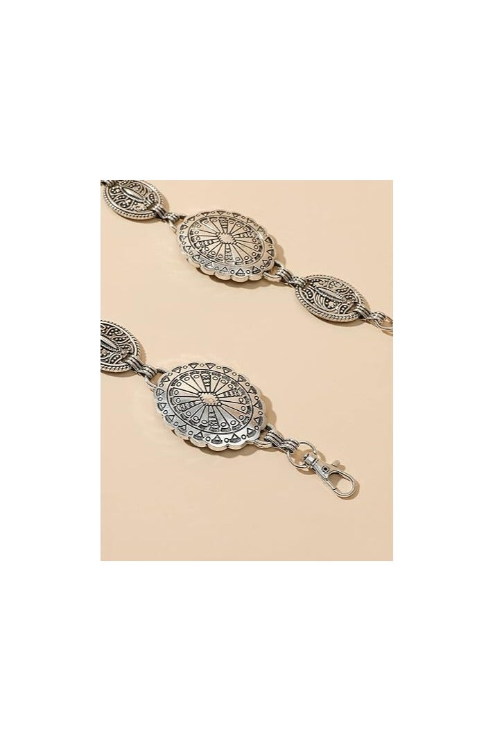 خاجول حزام سلسلة ويسترن كونشو للنساء، إكسسوار لباس الجينز على طراز رعاة البقر مع زخرفة معدنية - Image 2