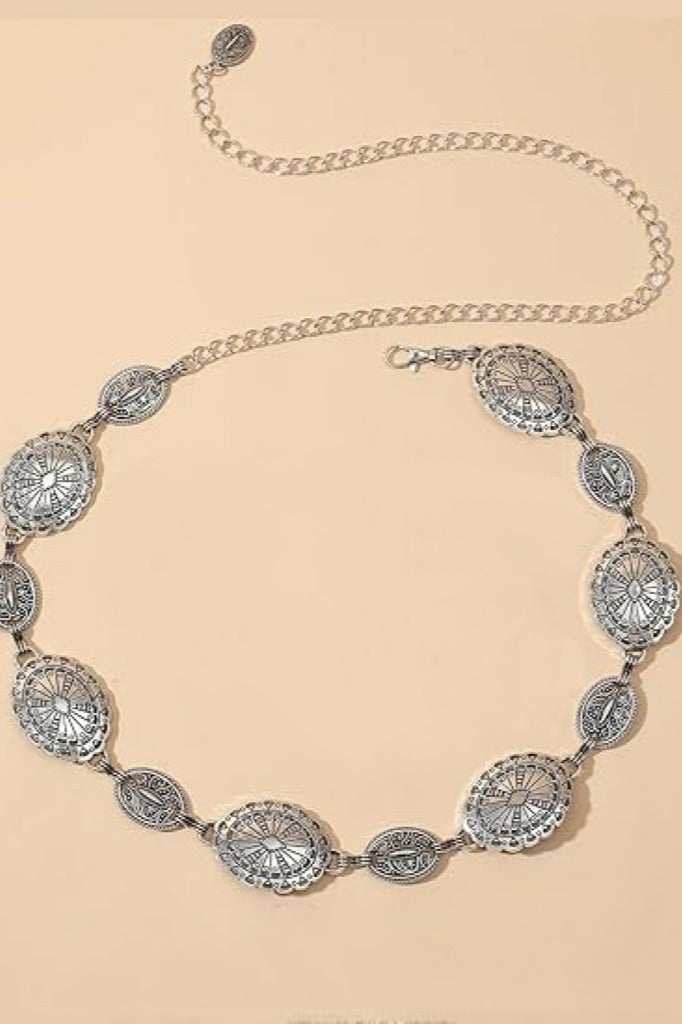 خاجول حزام سلسلة ويسترن كونشو للنساء، إكسسوار لباس الجينز على طراز رعاة البقر مع زخرفة معدنية - Image 3