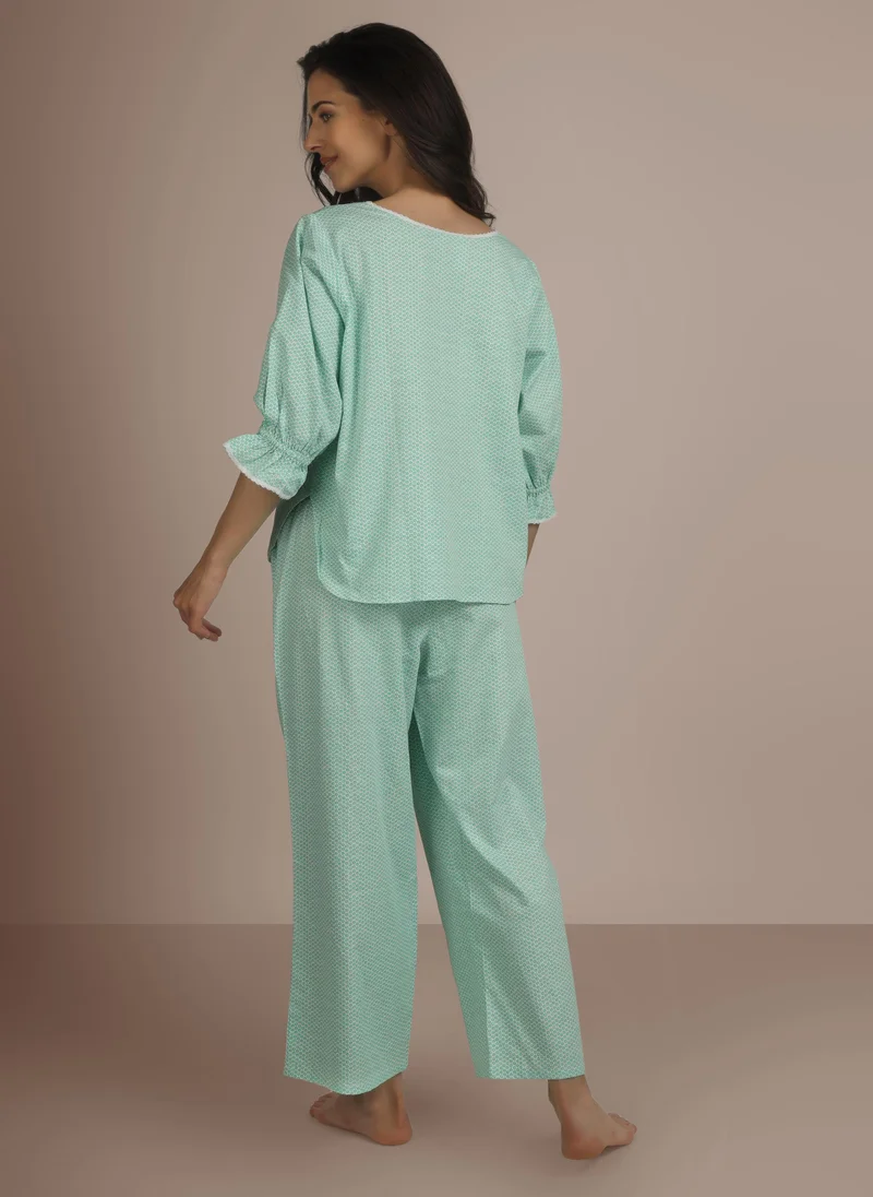 After Dark Ciara, Cotton Pyjama Set with Hand-Smocking