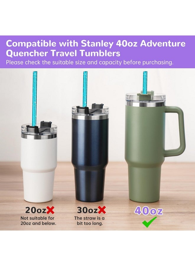 NiHome NiHome 40oz Straws, 18 Pack Glitter Plastic Replacement Straws for Stanley 40 oz Tumbler, Assorted Color Reusable Straws 12 Inch with 2 Brushes - Durable PETG, BPA-Free, with Laser-Induced Sparkle - Image 5