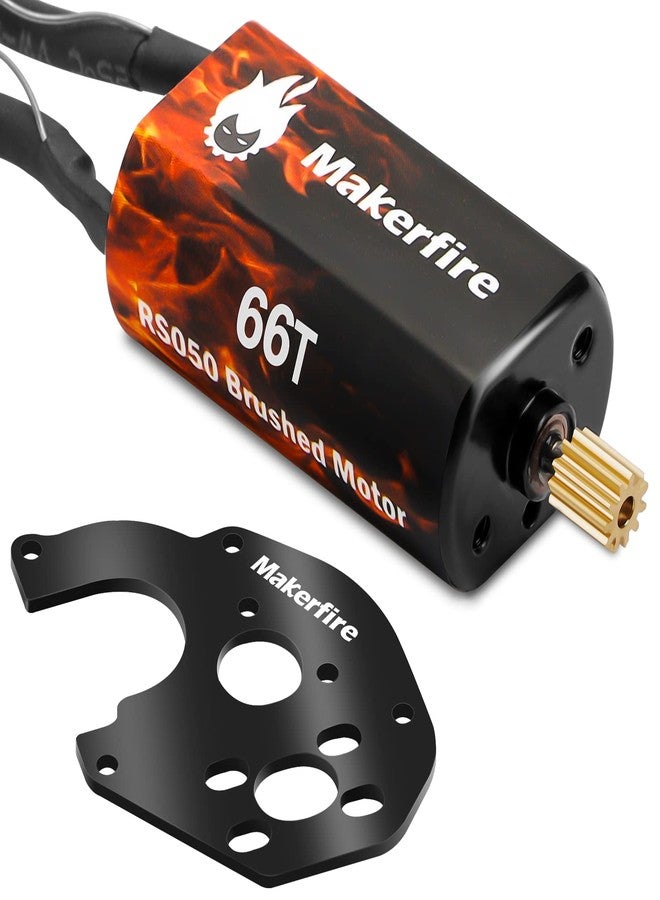 Makerfire RC Motor 050 66T Brushed Motor with Mount and Big Metal Gear for SCX24 Gladiator Bronco C10 JLU Deadbolt B17 Axial 1/24 Crawler Upgrade Parts (66T, 1) - Image 1
