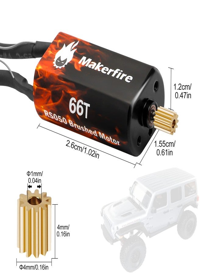 Makerfire RC Motor 050 66T Brushed Motor with Mount and Big Metal Gear for SCX24 Gladiator Bronco C10 JLU Deadbolt B17 Axial 1/24 Crawler Upgrade Parts (66T, 1) - Image 3